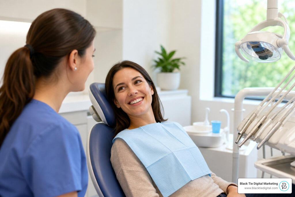 dental marketing agency modern dental office happy patients